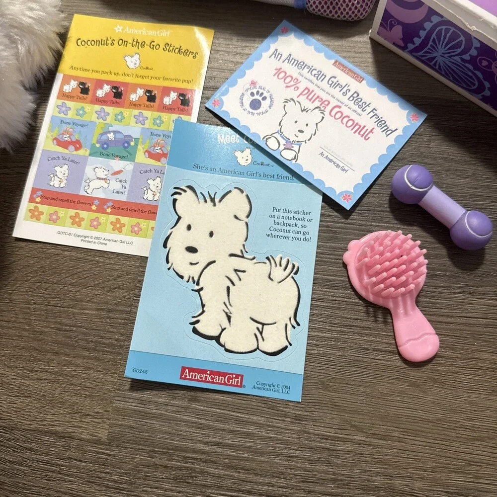 American Girl Coconut Dog NIB With Carrier & Accessories